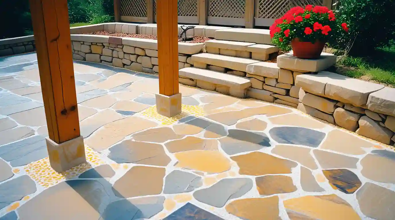 Dresdner Naturstein Terrassenplatten kunterbunt Dresdner Naturstein Terrassenplatten in kunterbunter Farbe und Form