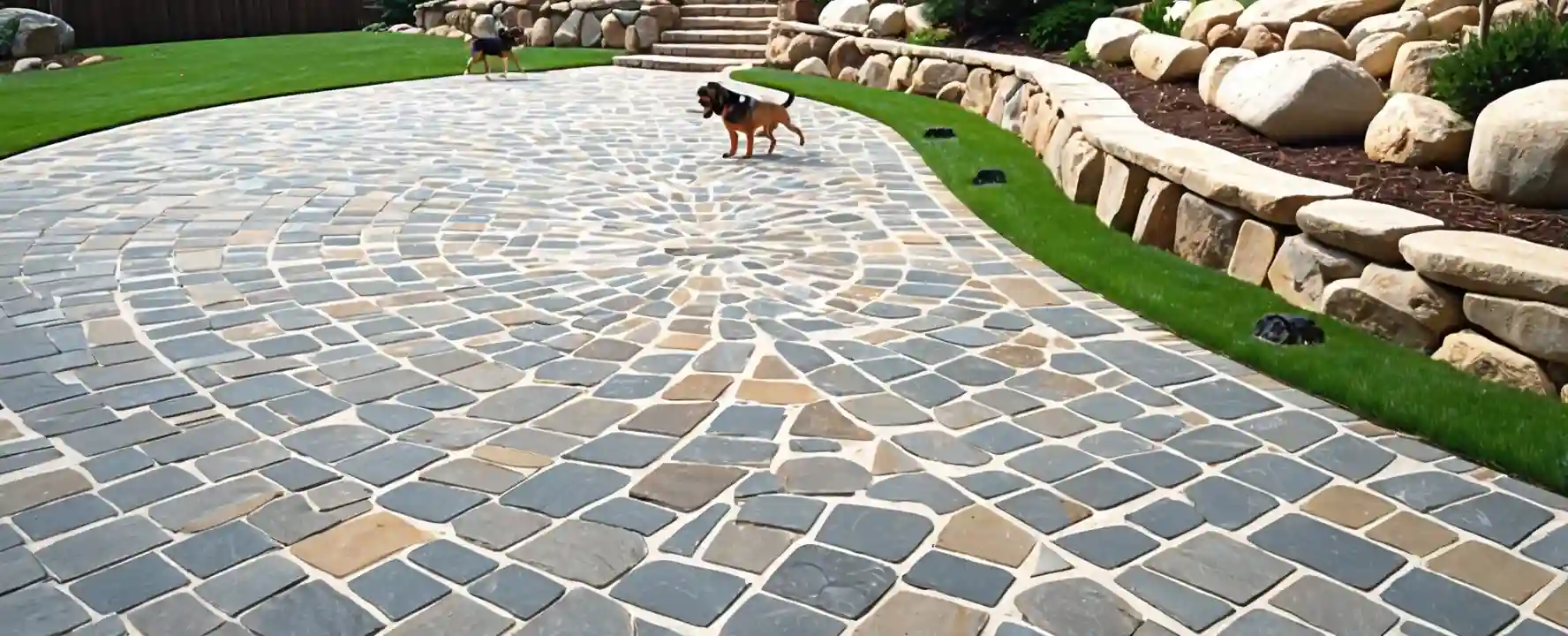 Naturstein Pflaster Dresden mit Hund Naturstein Pflaster Dresden mit Hund